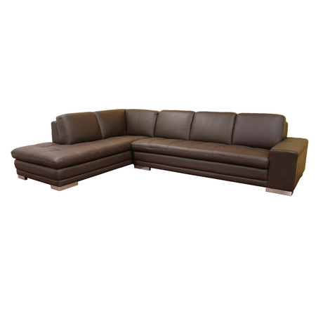 BAXTON STUDIO Callidora Dark Brown Leather-Leather Match Sofa Sectional Reverse 37-3154